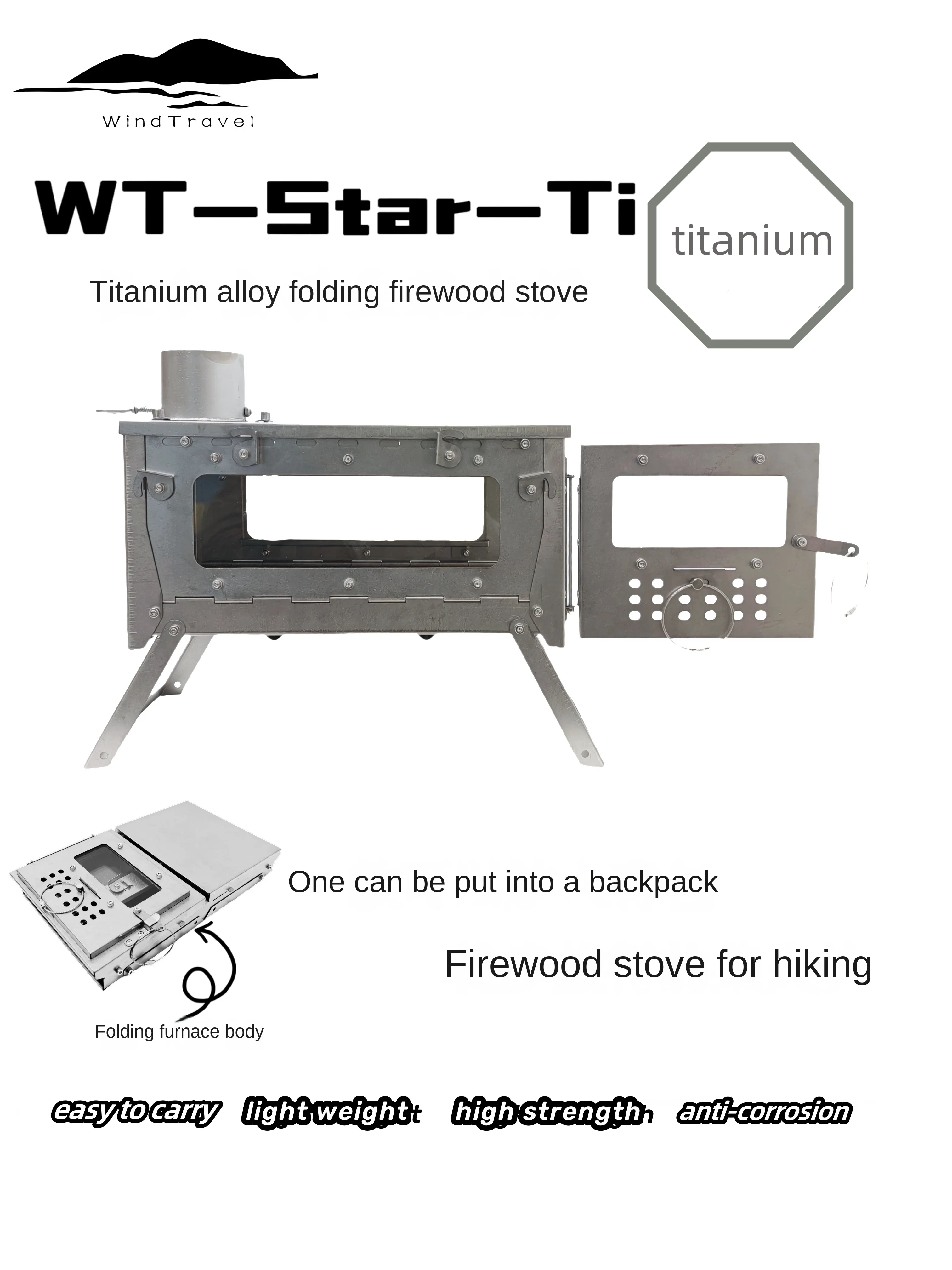 Outdoor Camping Heater For Tent - WT Star Ti kompor pemanas lipat,