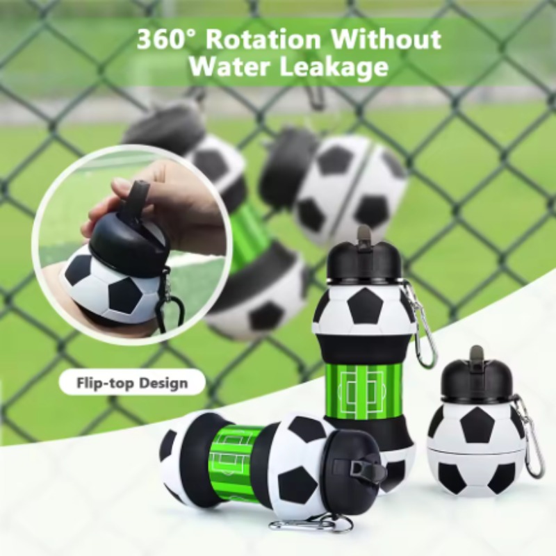 Collapsible Water Bottle - Cangkir Silikon Sepak Bola Dapat Dilipat,