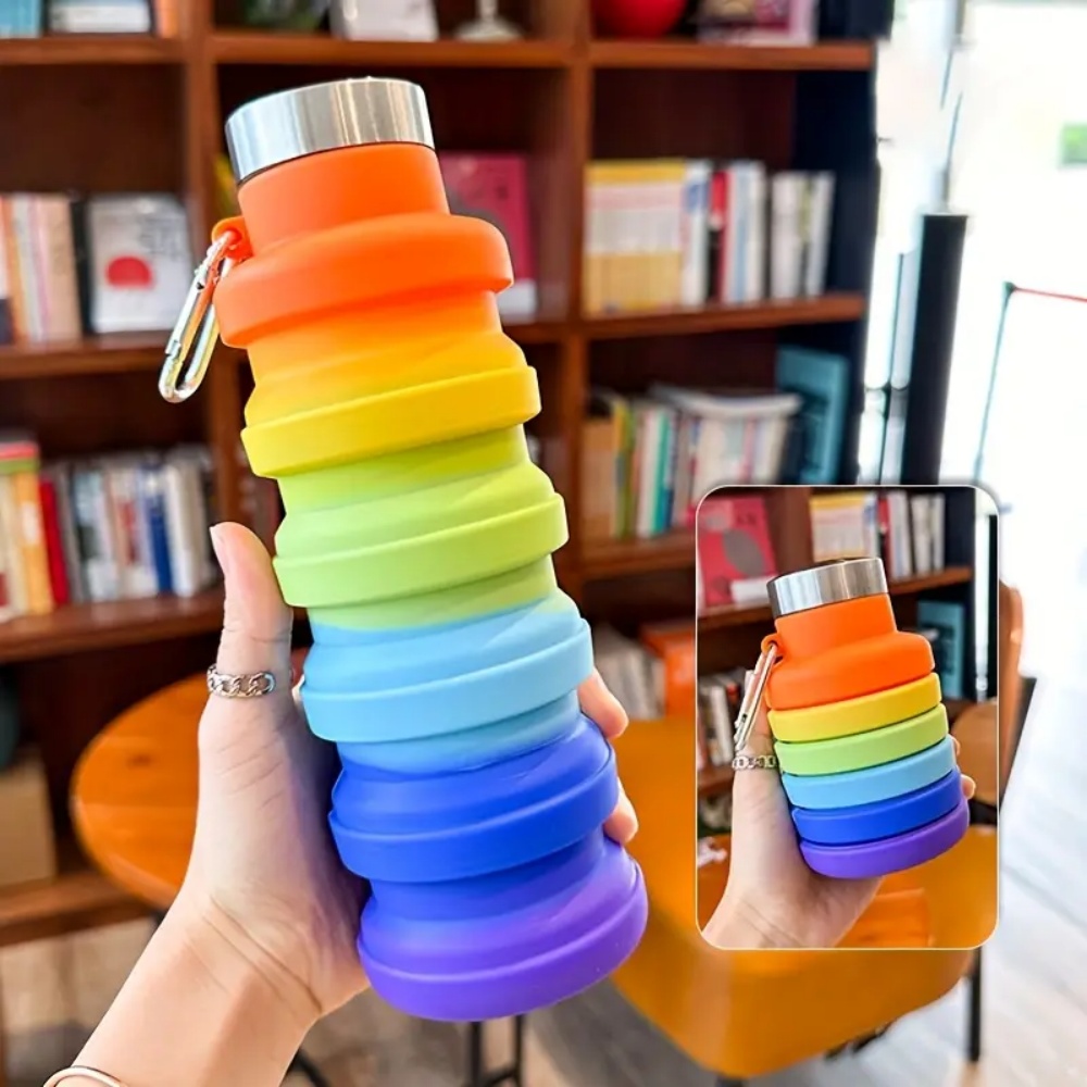 Botol Air Silikon Lipat 500Ml, - Collapsible Water Bottle ulasan dan harga