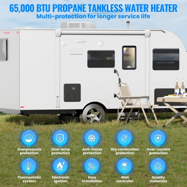 Pemanas Air Gas Portabel 12V u - Outdoor Camping Water Heater ulasan dan harga