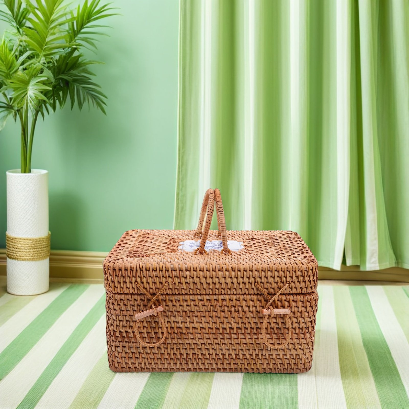 Keranjang Piknik Rotan Anyaman - Outdoor Camping Box ulasan dan harga